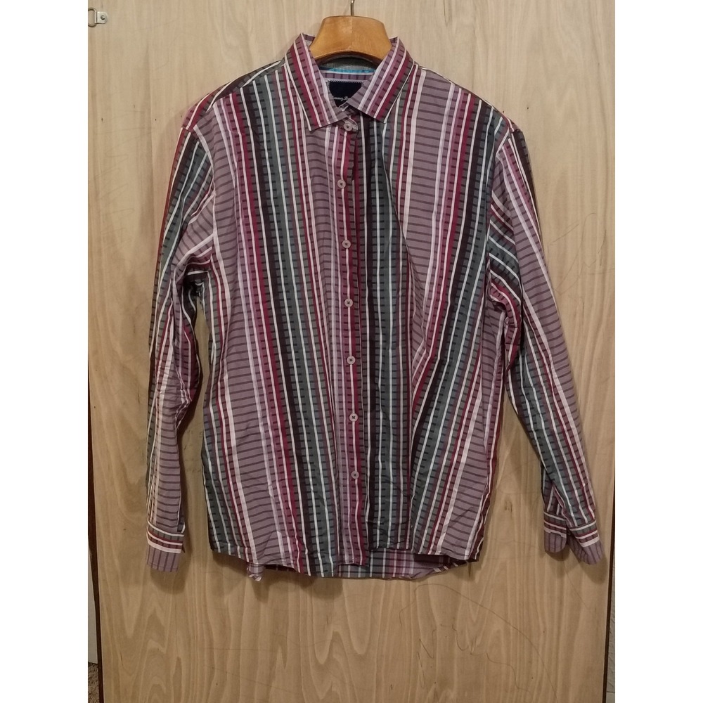 Tommy Bahama Mens XL Pima Cotton Striped Long Sleeve Button Down Shirt Burgundy